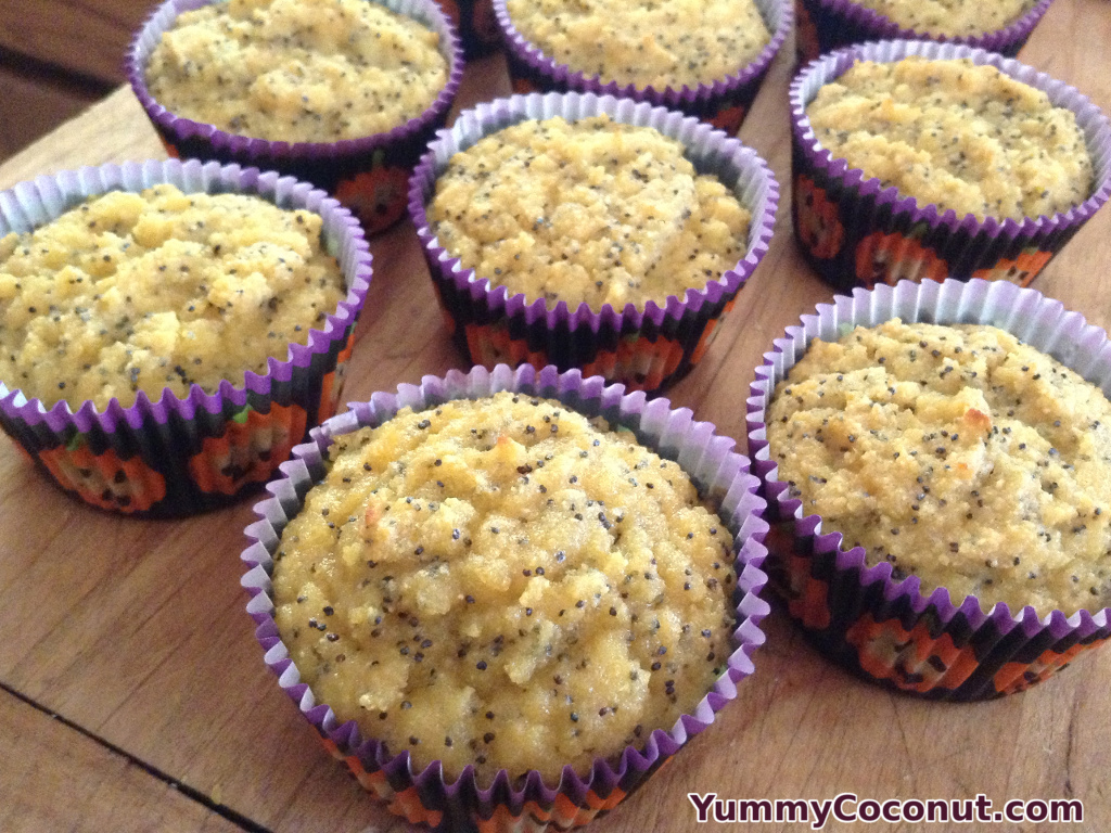 Coconut flour lemon poppy seed muffins